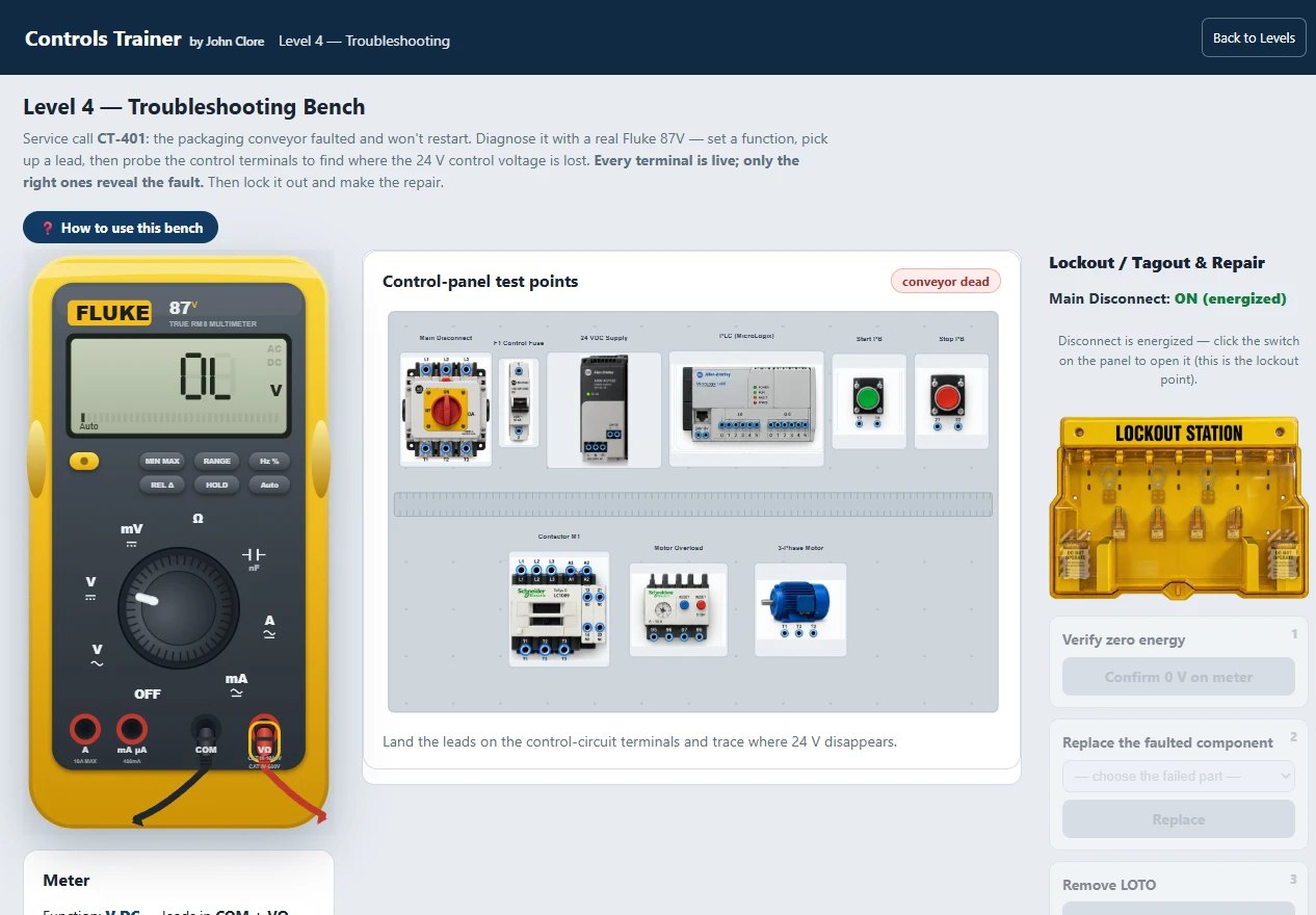 Actual Level 4 troubleshooting bench screenshot