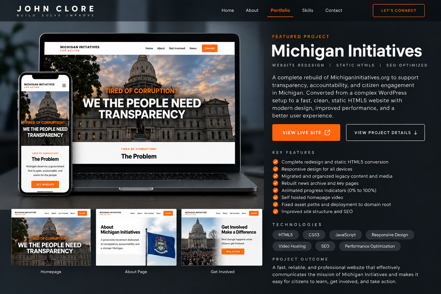 Michigan Initiatives website portfolio presentation