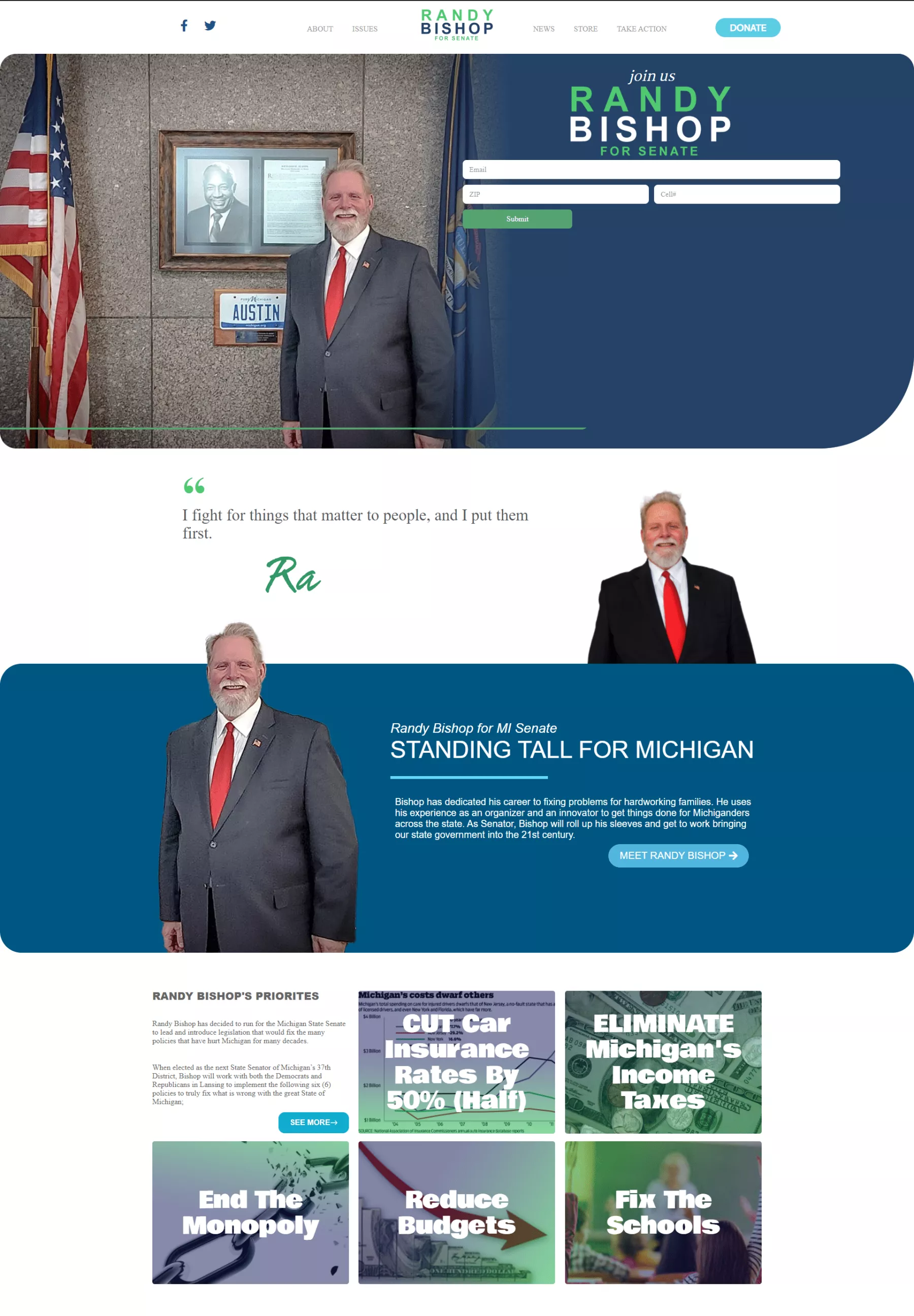 Randy Bishop campaign website by John Clore, with candidate portraits and campaign information